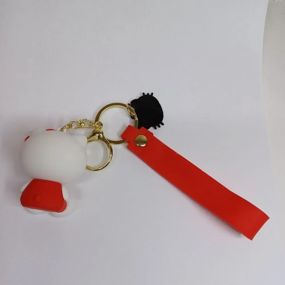 Sanrio HELLO KITTY Red Molded 3D FIGURE KEYCHAIN Charm Backpack Fob Carry‎ Strap
